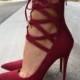 Red Suede Stiletto Heels