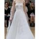 Oscar de la Renta Spring/Summer 2018  Lacee Sweep Train Lace White Embroidery Sweet Aline Strapless Sleeveless Wedding Dress - Top Design Dress Online Shop