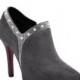 Rhinestone Pointed Toe Stiletto Heel Ankle Boots - Gray 39