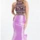 Black/Lilac Beaded Ruffled Mermaid Gown by Rachel Allan - Color Your Classy Wardrobe