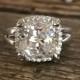 A Perfect 5.6CT Cushion Cut Russian Lab Diamond Halo Split Shank Engagement Ring