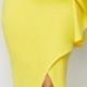 Yellow One Sleeve Front Slit Maxi Dress
