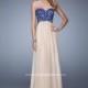 La Femme 20617 Cranberry/Nude,Evergreen/Nude,Marine Blue/Nude Dress - The Unique Prom Store
