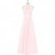 Blushing_pink Azazie Regina - Halter Chiffon And Lace Floor Length Strap Detail Dress - Cheap Gorgeous Bridesmaids Store