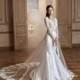 Tarik Ediz 2017 G2031 Detachable Sweet Ivory V-Neck Mermaid Long Sleeves Appliques Satin Wedding Gown - Bridesmaid Dress Online Shop