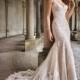 Style 117282 by David Tutera for Mon Cheri - Ivory  Blush Lace  Tulle Floor Straps  V-Neck Wedding Dresses - Bridesmaid Dress Online Shop