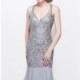 Platinum Beaded Mermaid Gown by Primavera Couture - Color Your Classy Wardrobe