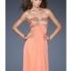 Papaya V-Front Empire Gown by La Femme - Color Your Classy Wardrobe