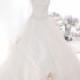 Lovely A-Line Strapless  Train Tulle Ivory Sleeveless Zipper Wedding Dress with Beading and Flower LD2306 - Top Designer Wedding Online-Shop