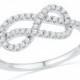 1/4 CT. T.W. Diamond Ring, Sterling Silver Promise Ring or White Gold Infinity Band