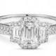 Emerald  Diamond Engagement Ring, Emerald  Engagement Ring, Diamond Engagement Ring, three stone ring