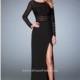Black La Femme 22539 - Sleeves High Slit Jersey Knit Dress - Customize Your Prom Dress