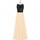 Peach Azazie Mayra - Scoop Chiffon And Lace Floor Length Illusion Dress - Cheap Gorgeous Bridesmaids Store