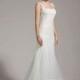 Luxurious Trumpet-Mermaid Square Tulle Ivory Sleeveless Wedding Dress with Beading and Sequin - Top Designer Wedding Online-Shop