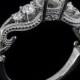 Round Engagement Ring Setting Diamond Semi-Mount Vintage Style Milgrain Swirl Fits Round 5.5mm-7.7mm 14K White Gold 3777