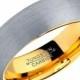 Tungsten Ring Yellow Gold Wedding Band Ring Tungsten Carbide 7mm 18K Tungsten Ring Man Wedding Band Male Women Anniversary Matching