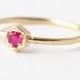 Heart Engagement Rings: Ruby & 14K Gold
