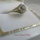 14K Gold Art Deco Diamond Ring Engagement Wedding Bridal Filigree Design Antique