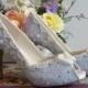 Something Blue Bridal Shoes .. Blue lacy wedding shoes .. comfortable high heels.. Vintage Lace Bridal shoes ..