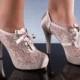 Wedding shoes, Bridal shoes, Handmade Lace satin wedding shoe designed speciall  #8445