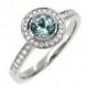 Aquamarine engagement ring, diamond halo ring, halo engagement ring, blue engagement, aquamarine wedding, white gold ring, bezel, vintage