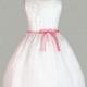 White/ Coral Starry Gradation Mesh Dress with Ribbon Sash Style: DSK350 - Charming Wedding Party Dresses