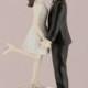 Personalized Wedding Cake Topper A Kiss And We're Off Honeymoon Bride Groom Couple Travel World Suitcase Customized Custom Hair Destination