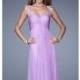 Ice Purple Empire Open Back Gown by La Femme - Color Your Classy Wardrobe