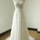 Ivory A line chiffon lace see thru wedding dress with elegant beading work - Hand-made Beautiful Dresses