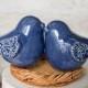 Denim Blue Love Bird Cake Topper