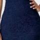 Sleeveless Navy Blue Asymmetric Hem Lace Dress
