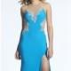 Turq Beaded Slit Gown by Dave and Johnny - Color Your Classy Wardrobe