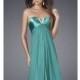 Emerald Chiffon and Satin Dress by La Femme - Color Your Classy Wardrobe