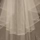 Bridal Wedding Veil White Ivory  veil 2 tier Shoulder- Cathedral length Veil PENCIL Edge Pearls or Diamonte 2 rows w detachable comb