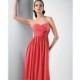 Coral Pleated Skirt Chiffon Gown by Bari Jay - Color Your Classy Wardrobe