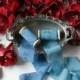 Marbled silk ribbon Blue silk chiffon satin ribbon on wooden spool 3 m/5 cm (3,3 yd/ 2") Wedding stationary styling Newborn headband tieback