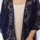Navy blue lace kimono/jacket/wrap/cover-up/bolero with satin edging