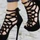 $66.32 Dresswe.com SUPPLIES Sexy Black Butterfly Cut-Outs Ankle Strap High Heel Shoes