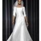 Pronovias - Fall 2012 - 3/4 Sleeve Satin A-Line Wedding Dress with a Scoop Neckline - Stunning Cheap Wedding Dresses