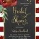 "Katelyn" Red   White Stripe Chalkboard Christmas Bridal Shower Invitation