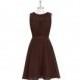 Chocolate Azazie Mariam - Knee Length Scoop Illusion Chiffon And Charmeuse Dress - Cheap Gorgeous Bridesmaids Store