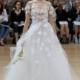 Oscar de la Renta Spring/Summer 2018  Linden White Tulle Sweet Sweep Train Ball Gown Illusion Short Sleeves Bridal Gown - Charming Wedding Party Dresses