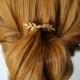 Gold Small Wedding Hair Pin, Gold Wedding Hair Accessories, Gold Leaf Bridal Hair Pin, Gold Brass Leaf, Autumn, Woodland, ELISE