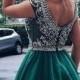 Chic Turquoise / Hunter Homecoming Prom Dress - Short Scoop Cap Sleeves With Beading From Dressy Women
