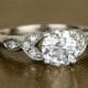 Estate Diamond Leaf Milgrain Engagement Ring