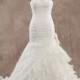 Dreamy Trumpet-Mermaid Sweetheart Train Organza Sleeveless Lace Up-Corset Wedding Dress with Flower LD3386 - Top Designer Wedding Online-Shop