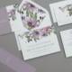 Modern Rustic Lilac Floral Wedding Invitations,Rustic Boho Floral Wedding Invite,Modern Floral Wedding Invitation,Boho Purple Floral Wedding