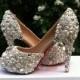 Unique Peep Toes Ivory Pearl Wedding Shoes Cute Woman High Heels Evening Party Shoes Prom Platform Shoes White Pearl Birdesmaid Shoes