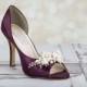 Wedding Shoes - Flower Shoes - Handmade Wedding - Aubergine  - Dyeable Choose From Over 200 Colors - Custom Shoes - Hand Beaded Parisxox