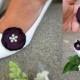 Eggplant Deep Plum Bridesmaid Shoe Accessories, Floral Shoe Clip on Flower Decorative Wedding Shoes, Ivory Pearls, Maid of Honor Gift Matron
